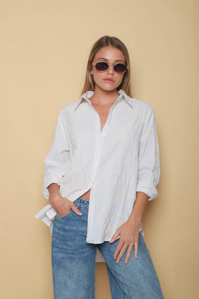 Camisa VOIRE  Rayada Bordada GU0547