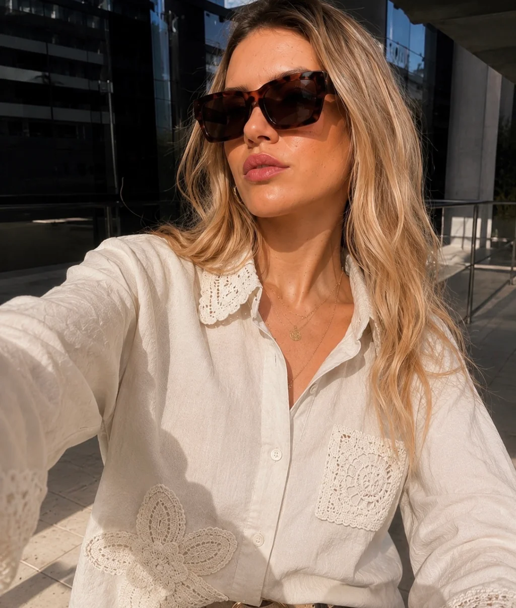 Camisa BIELA LINO c/Crochet GU250116