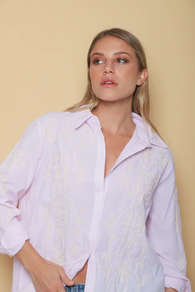 Camisa VOIRE  Rayada Bordada GU0547