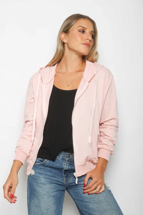 Campera Siena Beige Algodon con Cierres con Brillos GUK166