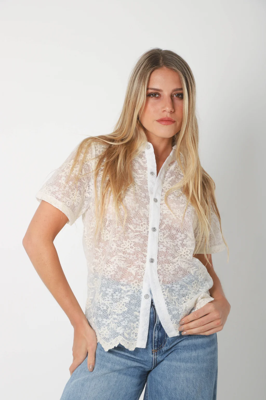 Camisa NARA c/ Lentejuelas Bordada GU5169