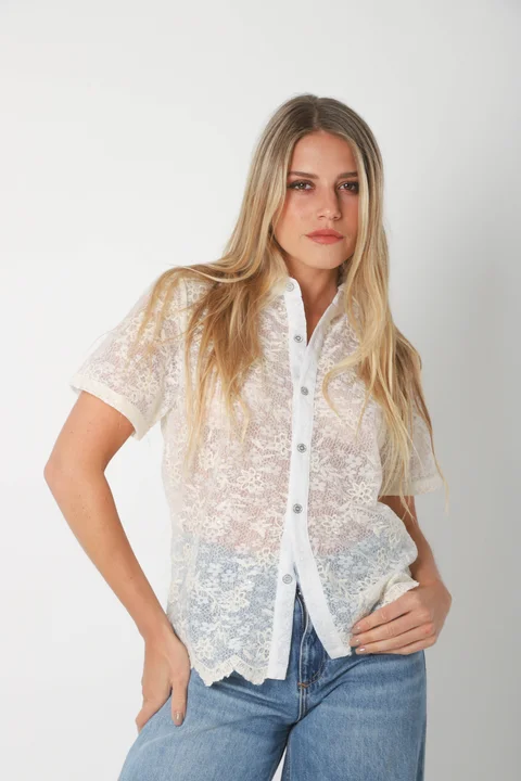 Camisa NARA c/ Lentejuelas Bordada GU5169