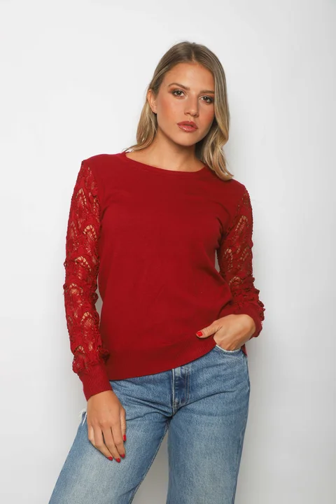 Sweater MELROUSE Bremer c/ Guipiur en mangas GUL600