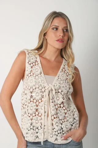 Chaleco Crochet SAIKY c/ lentejuelas GU3009 - Vista 4