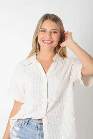 Camisa MILLIE de lino c/ Lentejuelas GU0530 - Vista 3