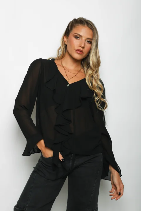 Blusa TITA Gasa c/Volados GUV60