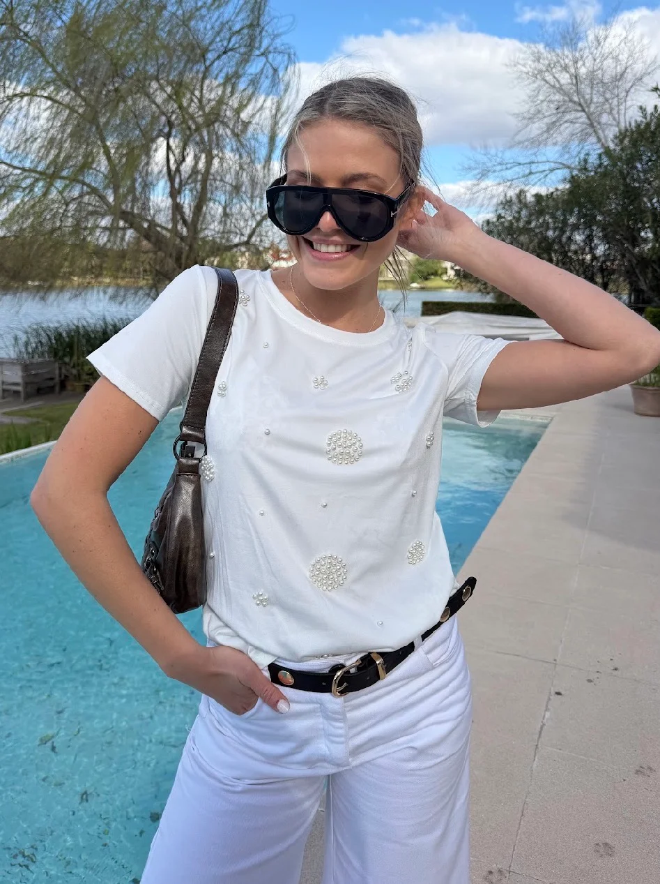 Remera KERZ con Perlas al Tono GU336790