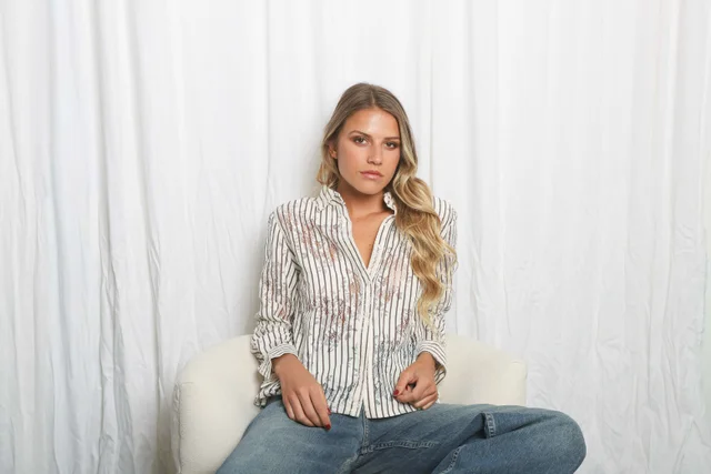 Camisa DUBLIN Rayada c/encaje GUP33024