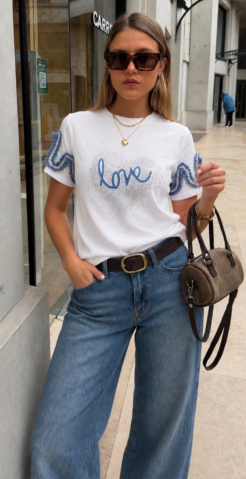 Remera BLUE LOVE STRASS GU7490