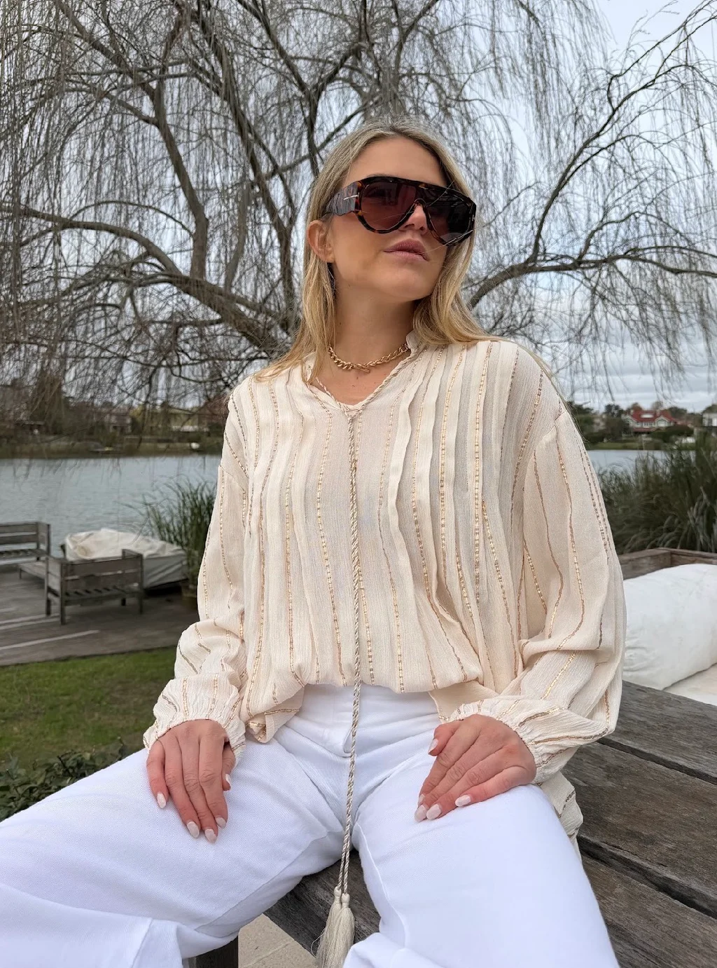 Blusa FARAH Rayada Lurex GU6216