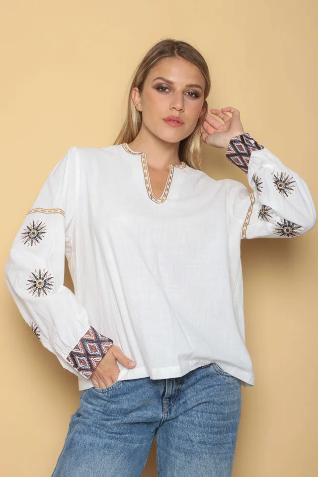 Blusa GATE Lino c/bordado GU0554