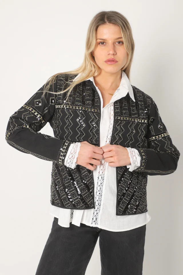 Chaqueta Vinett Gabardina C/ Lentejuelas Bordadas GU301