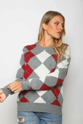 Sweater LOCH Bremer Rombo con Strass GUL840 - Vista 2