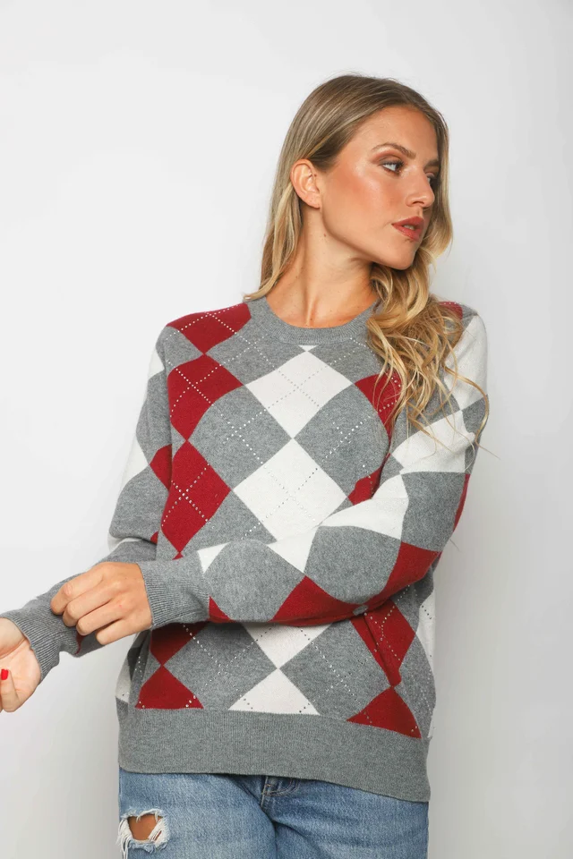 Sweater LOCH Bremer Rombo con Strass GUL840