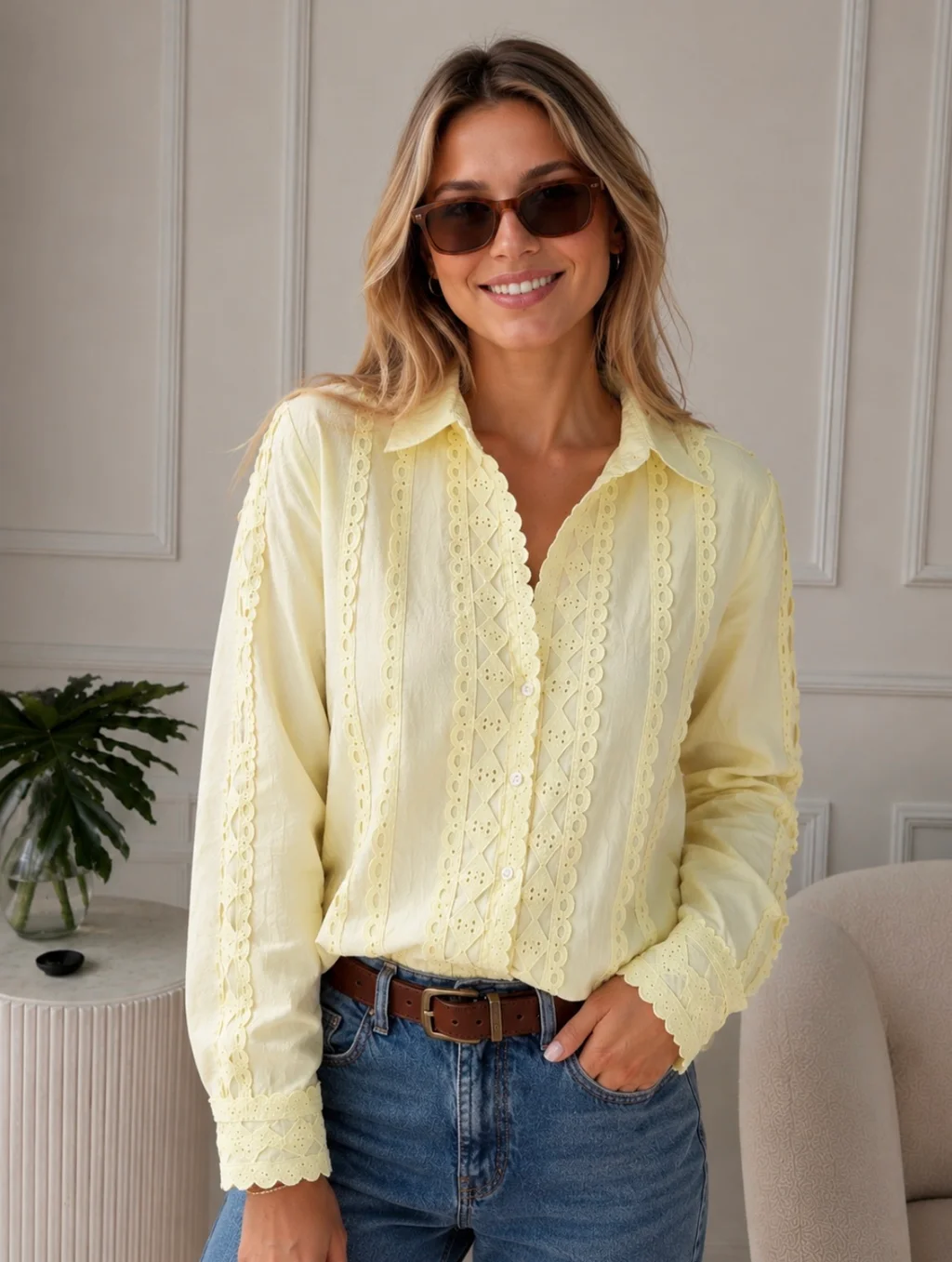 Camisa FRENESI Guardas Guipiur GUK70198 AMARILLO