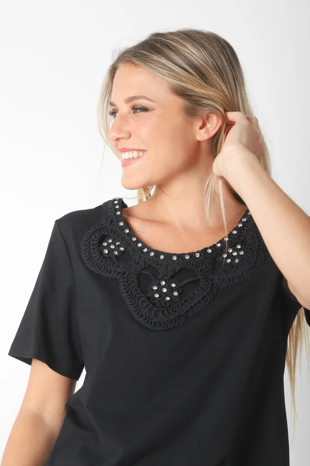Remera JAZMIN Crochet y Piedras GUK70148