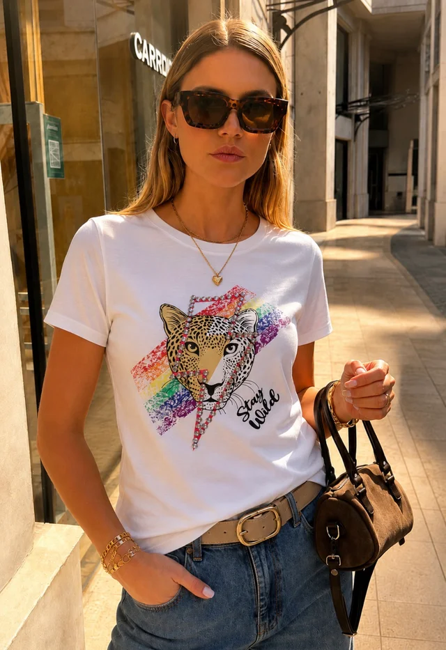Remera STAY WILD FELINO c/ Piedras GU30263