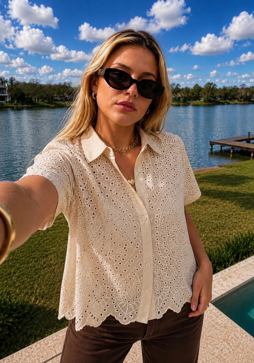 Camisa BLONDA Broderie Manga Corta GUK70107