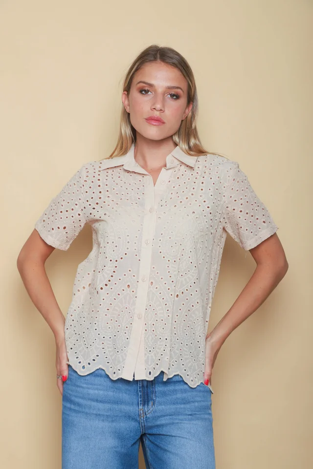 Camisa BLONDA Broderie Manga Corta GUK70107