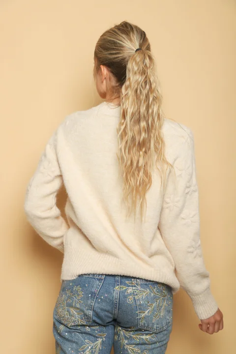 Sweater KRISTAL Mohair bordado FLORES GUL807