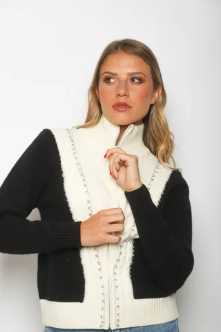 Sweater Saco Ganz con Cierre y Brillos GU122269 - Vista 2