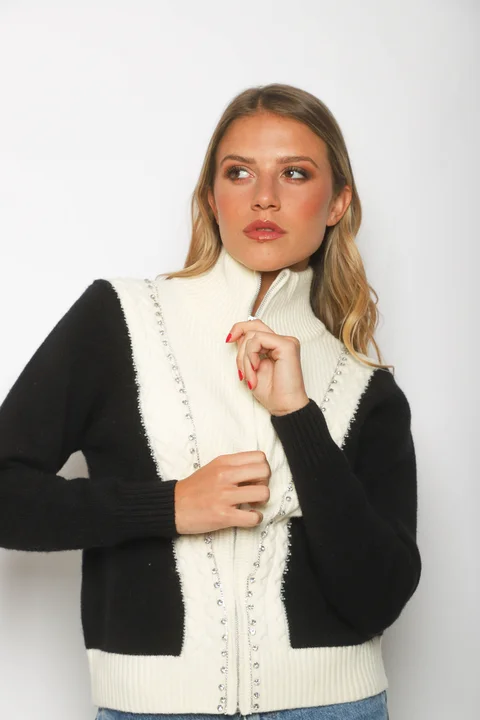 Sweater Saco Ganz con Cierre y Brillos GU122269