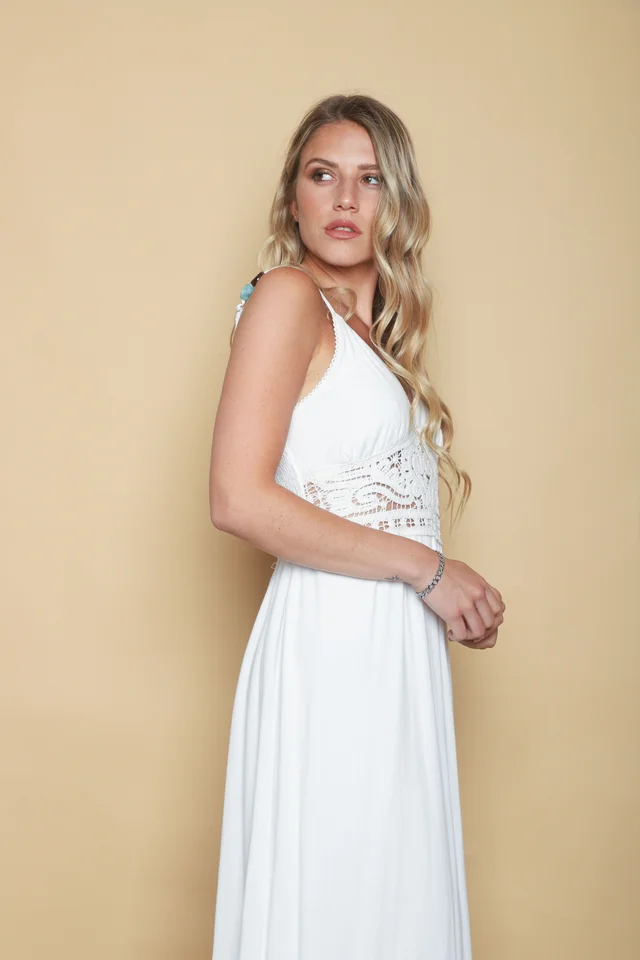 Vestido GALTIER Lino c/crochet GU0552