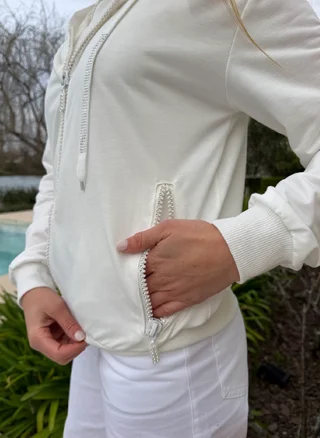 Campera Siena Beige Algodon con Cierres con Brillos GUK166 - Vista 5