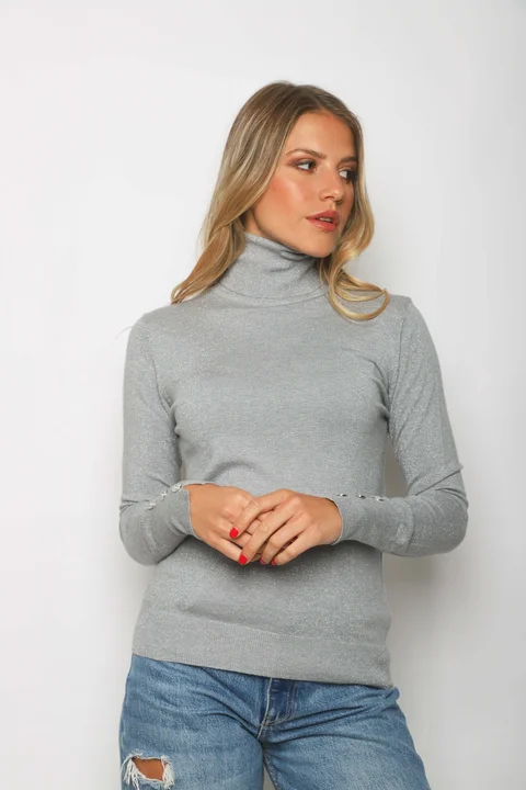 Polera MERIDIAN Lurex con Botones Strass GUL601