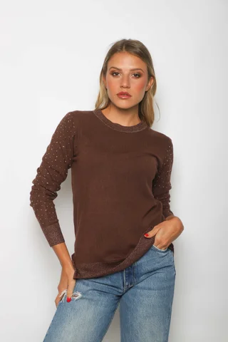 Sweater LUXURY Lurex con Strass GUL624 - Vista 3