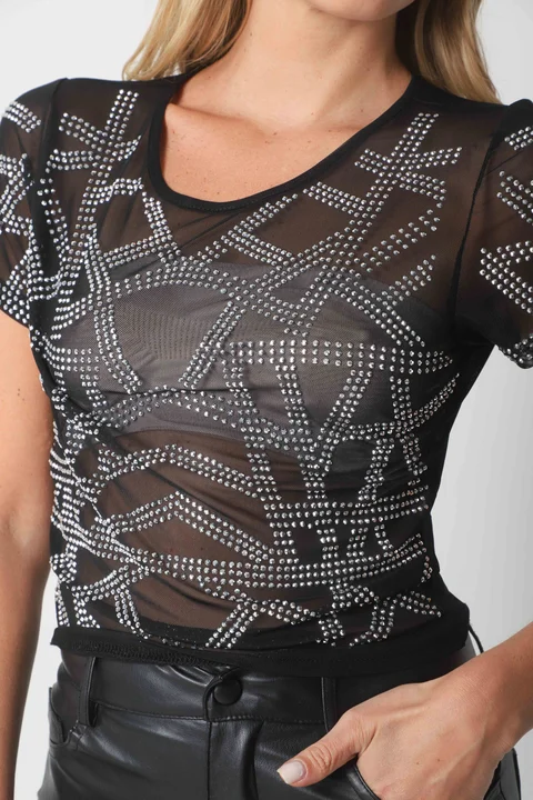 Top ROVIE TULL Con Stras GU2666