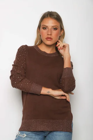 Sweater LUXURY Lurex con Strass GUL624 - Vista 1