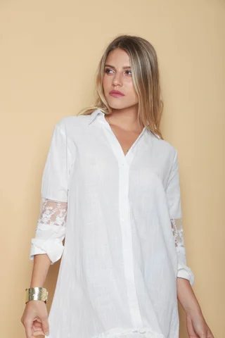 Vestido Lino Canberra con Tull Classic GUK4004 - Vista 4