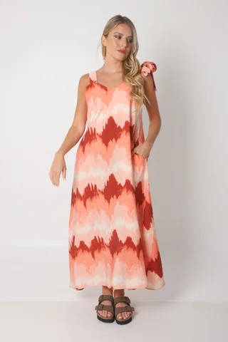 Vestido NISSI BATIK AMPLIO de creppe c/ Tiras y Bolsillos - Vista 1