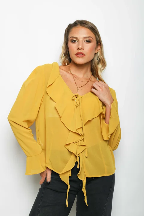 Blusa TITA Gasa c/Volados GUV60