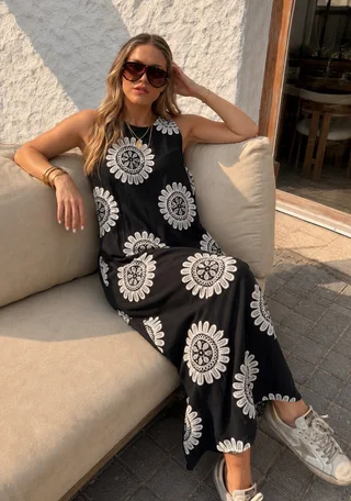 Vestido CIRUS Lino Bordado c/ Bolsillos GU250109 - Vista 1