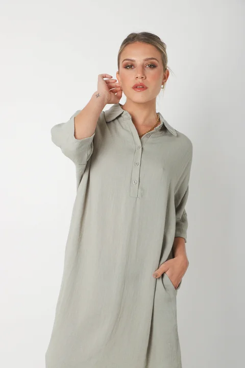 Vestido KAISER de Lino c/ Botones GU0333