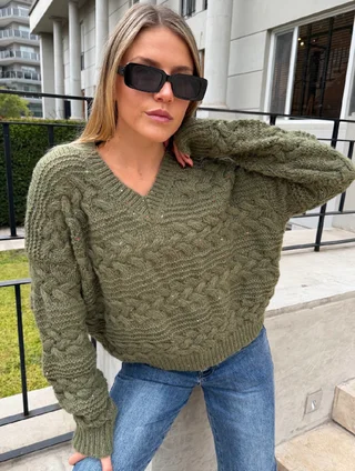Sweater BABILON Trenzado Escote V GU405837 - Vista 2