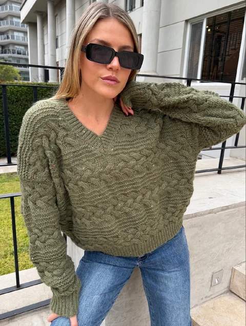 Sweater BABILON Trenzado Escote V GU405837