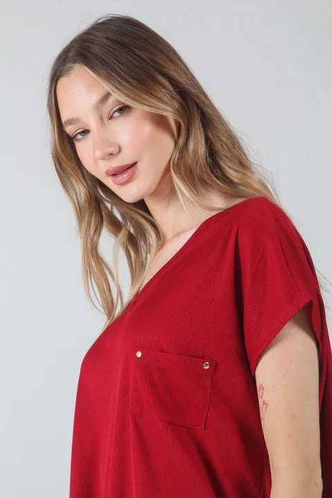 Remera Ancha Morley Siney Con Bolsillo