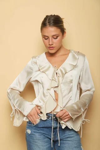 Blusa WENDY SATEN C/Volados GU0343 - Vista 5