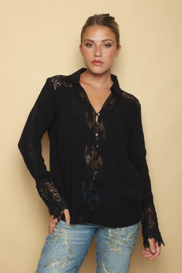 Camisa ZANETT Broderie con Encaje GUK61