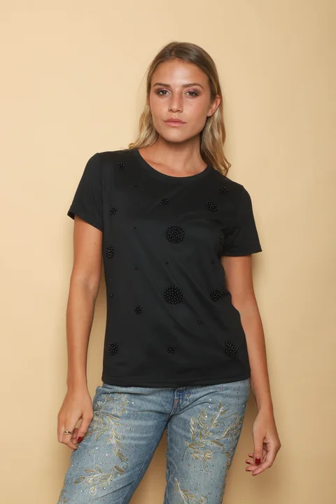 Remera KERZ con Perlas al Tono GU336790