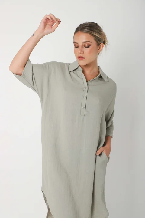 Vestido KAISER de Lino c/ Botones GU0333