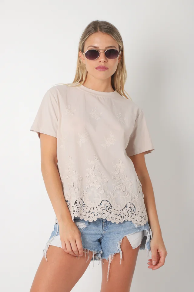 Blusa RECIFE  bordada con puntilla GU5166