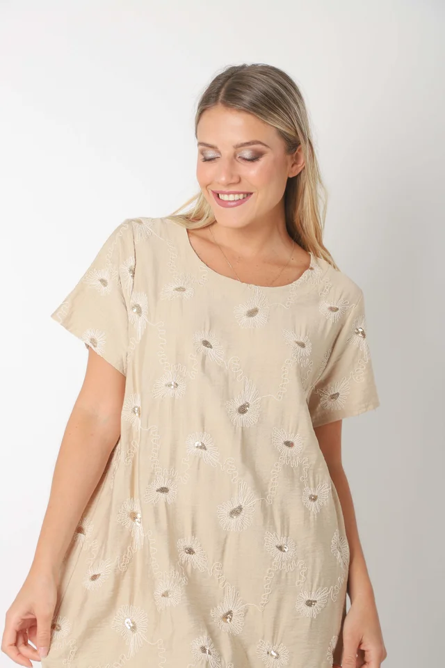  Vestido LOIRA lino c/bordado GUCH3013-1