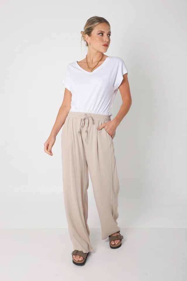 Pantalón MARE de Lino con  Tiras Bolsillos GU0332