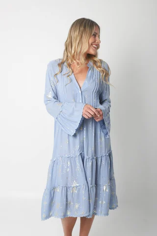 Vestido CINDERELA POPLIN ESTAMPADO  c/ recortes y volados GU4669 - Vista 2