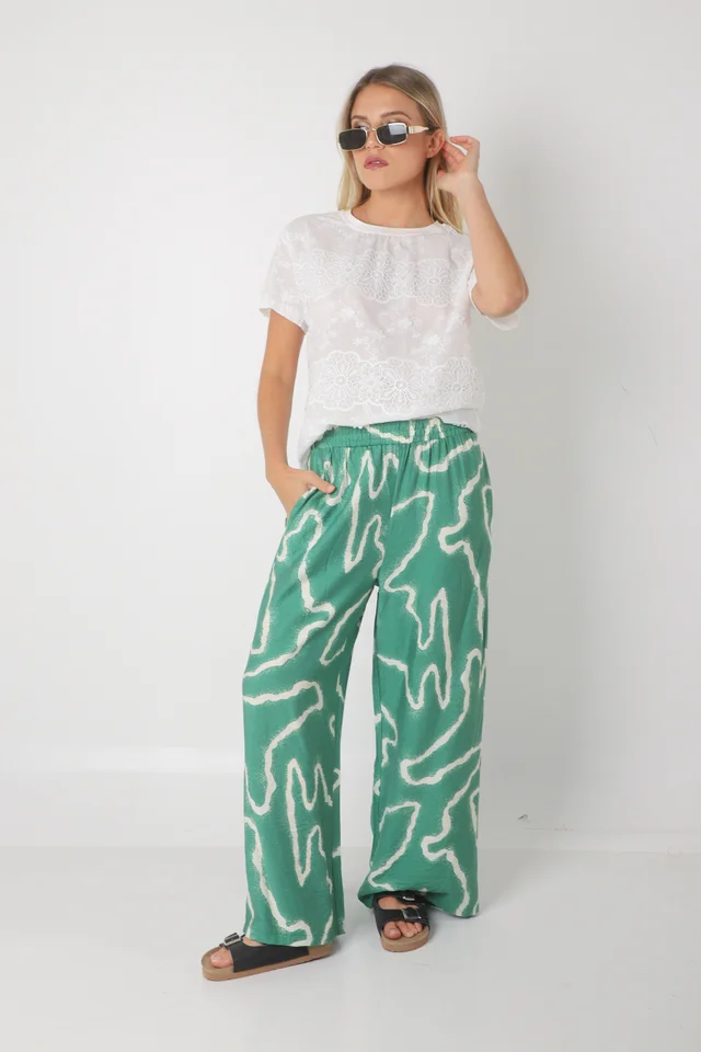 Palazzo CAMBODIA de Lino estampado c/ Bolsillo GUK70151-1