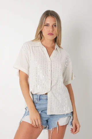 Camisa MILLIE de lino c/ Lentejuelas GU0530 - Vista 2